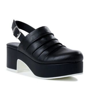 NWT Black Platform Cogs | Slingback | Ruched | Closed Toe
